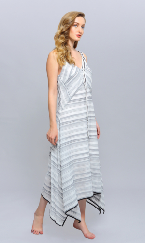Diagonale Stripes Strappy Midi Dress