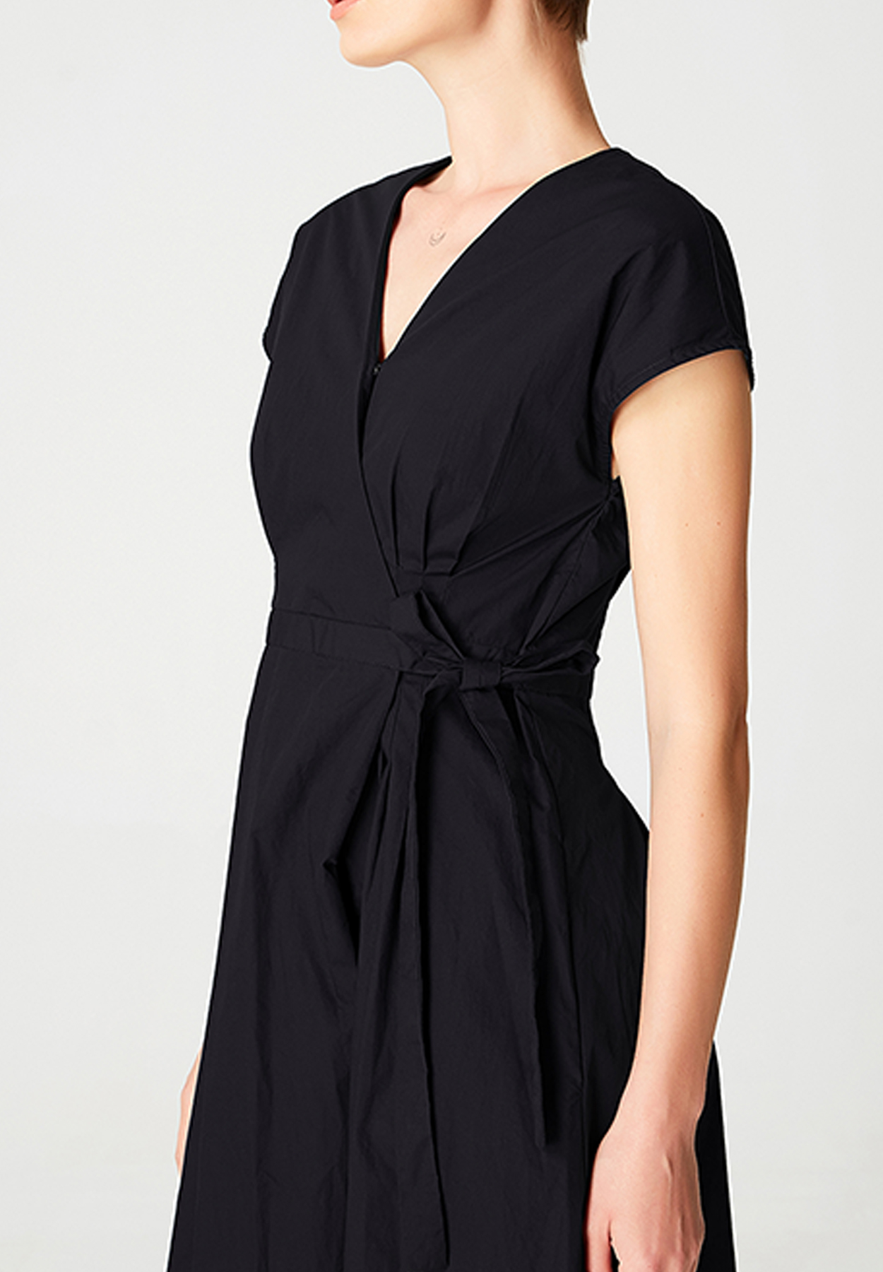Mid-length fit-and-flare wrap canvas dress - Smart & Joy